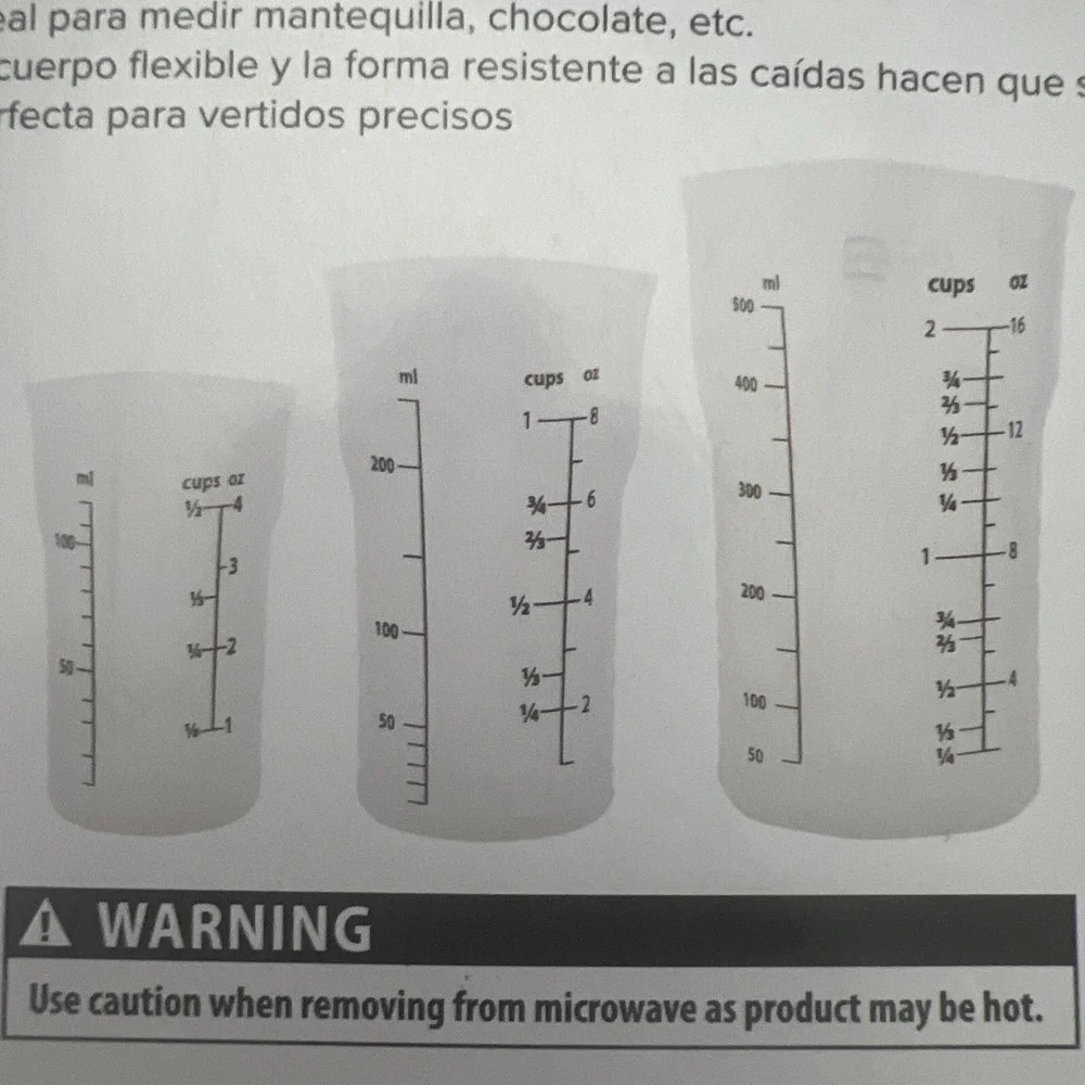 A Prep Solutions High Heat Silicone Measuring Cups, Set Of 3, 2 And .5 Cup.  NIB